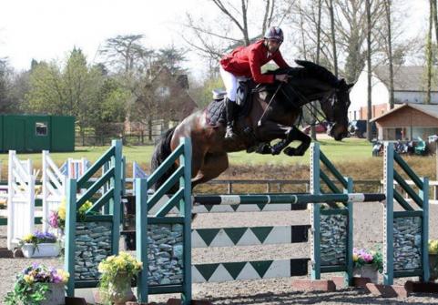 Horse and rider jumping at an outdoor show